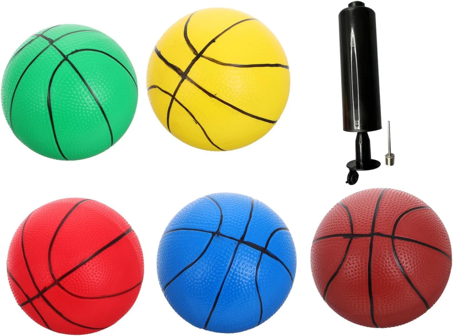 Totority 6pcs Inflatable Mini Basketball Set with Pump Soft Replacement for Indoor and Outdoor for Pool and Over-Door Basketball Games