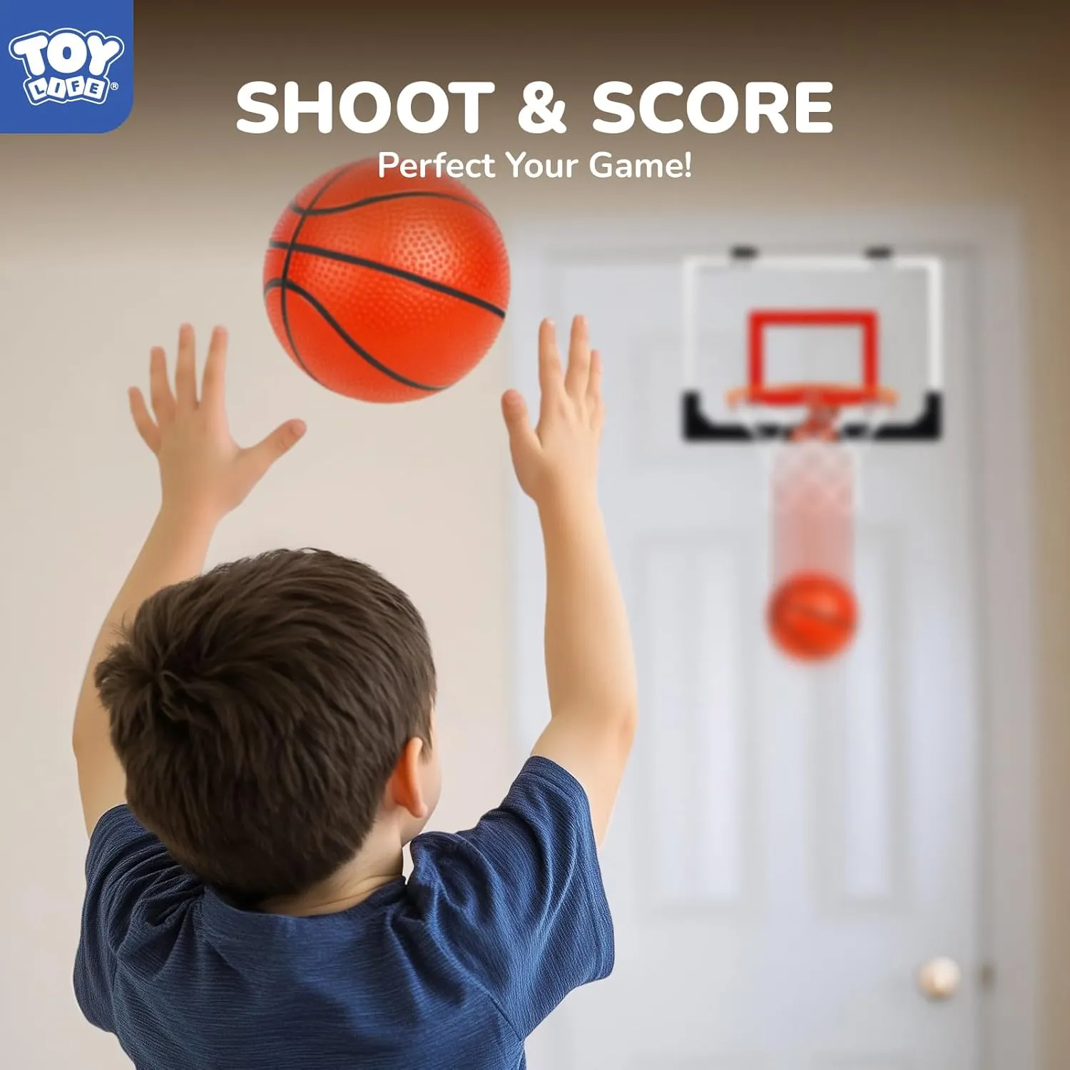 TOY Life Basketball Hoop Indoor for Kids Over The Door Office Basketballhoop for Teens and Adults Mini Hoops Door Room Goal with 4 Balls