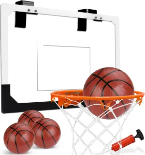 TOY Life Basketball Hoop Indoor for Kids Over The Door Office Basketballhoop for Teens and Adults Mini Hoops Door Room Goal with 4 Balls