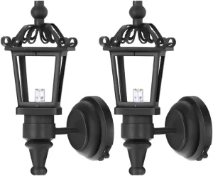 TOYANDONA 2pcs Dollhouse LED Wall Sconces 1: 12 Scale Wall Lamp Simulation Miniature Furnitures for DIY Dollhouse Living Room Mini Toy Wall Lamp Models Black