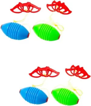 Toyvian 4pcs Jumbo Balls Interactive Game Gym Ball Hand Fitness Ball Pulling Balls Sports Double Child Jumping