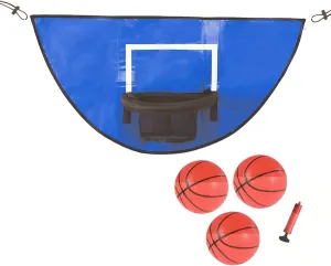 Trampoline Basketball Hoop Attachment, Trampoline Basketball Hoop with 3 Mini Basketballs and Pump,Adjustable Length Cinch Cords Fits All Trampolines with Enclosure and Pole Caps, for All Ages