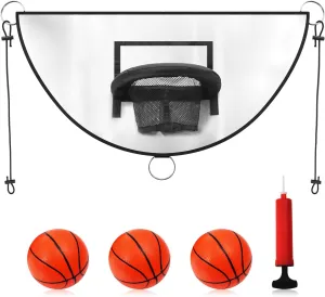 Trampoline Basketball Hoop, Breakaway Rim for Dunking Trampoline Basketball Attachment Goal Trampoline Accessory with Mini Basketballs for Basketball Lovers Kids Adults Indoor Outdoor Use