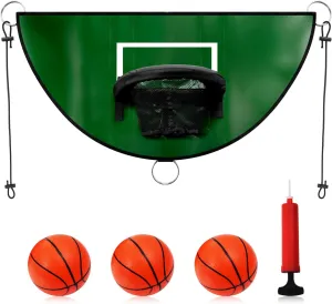 Trampoline Basketball Hoop, Breakaway Rim for Dunking Trampoline Basketball Attachment Goal with Mini Basketballs and Net Trampoline Accessory for Kids Adults Basketball Lovers Indoor Outdoor Use