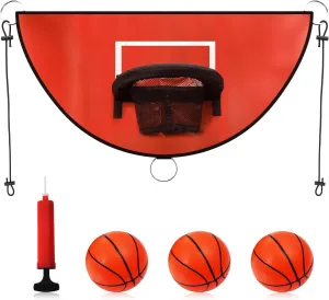 Trampoline Basketball Hoop, Breakaway Rim for Dunking Trampoline Basketball Attachment with Mini Basketballs Trampoline Accessory for Kids Adults Indoor Outdoor Use (Red)