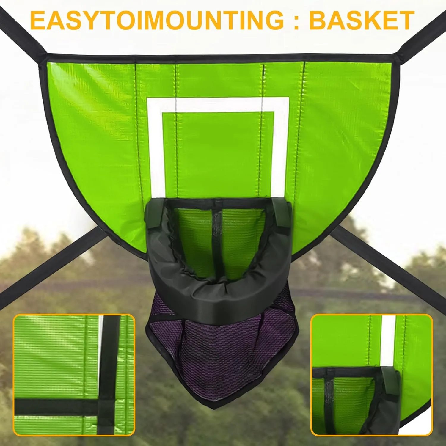 Trampoline Basketball Hoop, Kids Basketball Stand with Pump and Mini Ball, Breakaway Rim for Dunking Trampoline Basketball Attachment for Kids Boys Girls Indoor Outdoor Sports Playing