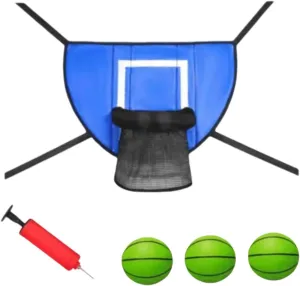Trampoline Basketball Hoop Set Basketball Goal Sports Toy Easy Install with 3 Mini Balls and 1 Pump for Kids Adults