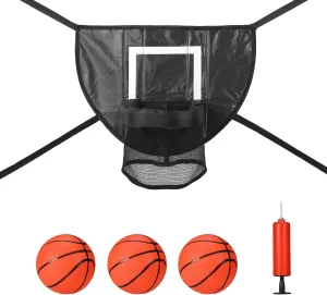 Trampoline Basketball Hoop Set, Trampoline Basketball Hoop Attachment Waterproof Basketball Goal for Trampoline Soft Basketball Game Accessories for All Ages Basketball Lovers
