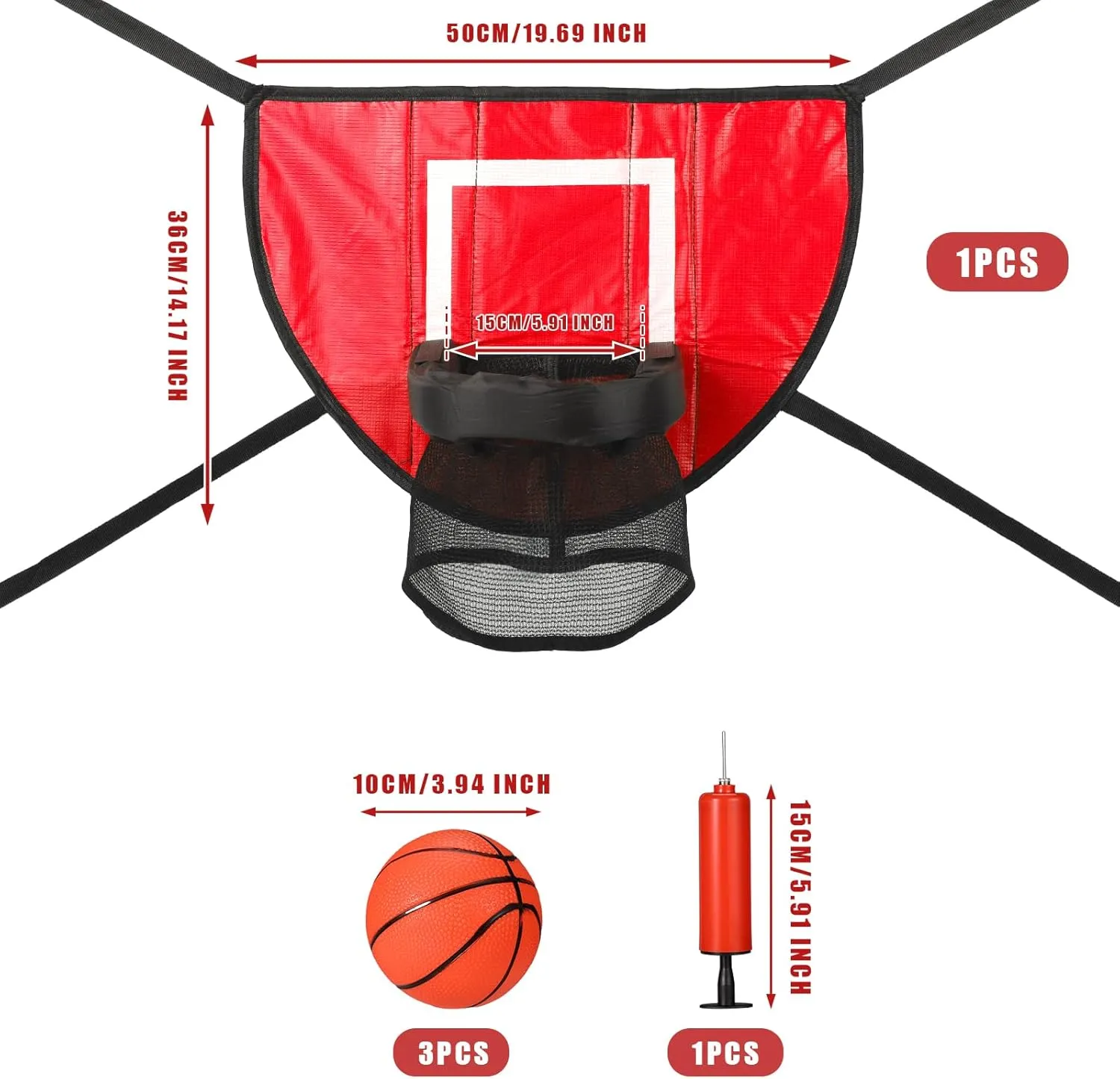 Trampoline Basketball Hoop Set, Trampoline Basketball Hoop Attachment Waterproof Basketball Goal for Trampoline Soft Basketball Game Accessories for All Ages Basketball Lovers