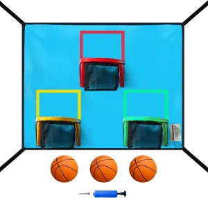 Trampoline Basketball Hoop With 3 Hoops and Balls - Lightweight, Universal Attachment, Easy to Install