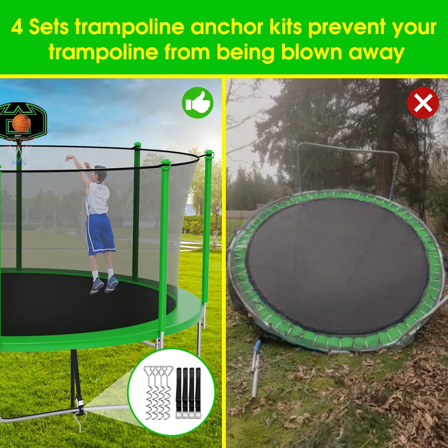 Tranpoline 1500LBS 16 15 14 12 10 8 FT Tranpoline for 7-10 Kids and Adults, Windproof Outdoor Tranpoline with Enclosure Net, Basketball Hoop, Easy to Install & Last Long - ASTM Approved