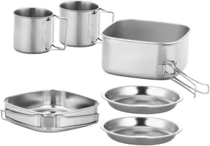 Travel Picnic Cookware Kit 1 Set of Portable Pot Skillet Plate for Outdoor Activities Camping and Hiking