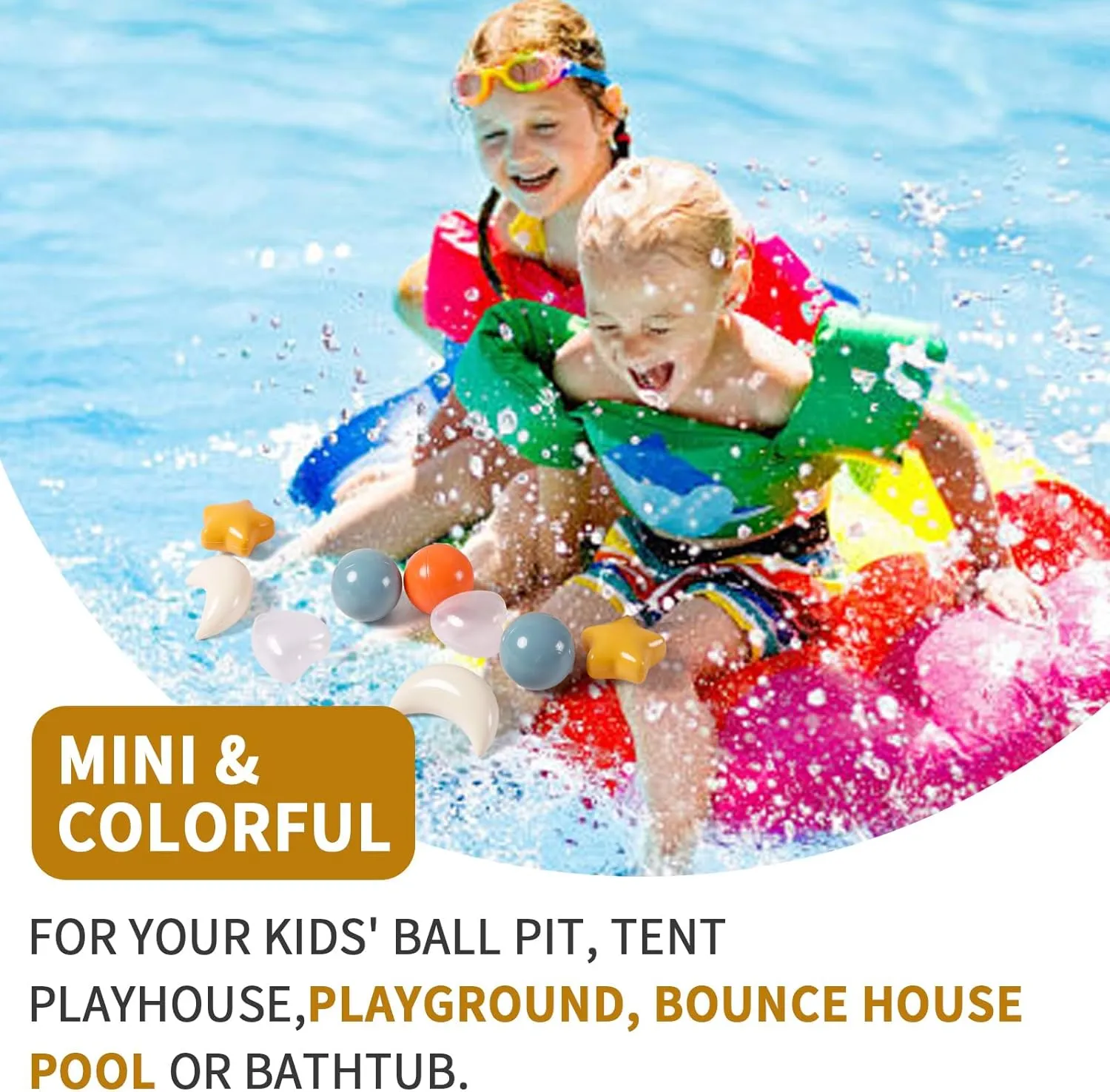 TRENDPLAY Star Ball Pit Balls 100-Piece Set: Vibrant Mix of Shapes - Larger Star Heart Shapes for Kids, Perfect for Parties, Playtime, Small or Medium