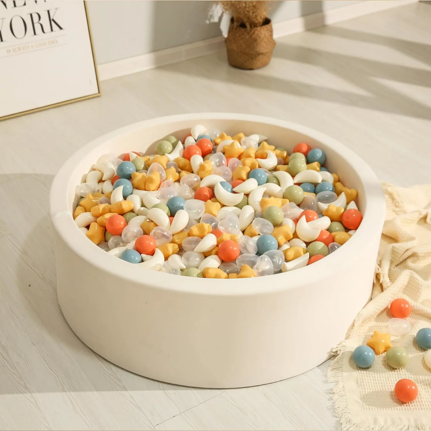 TRENDPLAY Star Ball Pit Balls 100-Piece Set: Vibrant Mix of Shapes - Larger Star Heart Shapes for Kids, Perfect for Parties, Playtime, Small or Medium