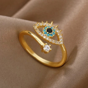 Trendy Evil Eye Ring for Women – Open Adjustable Turkish Design Jewelry™