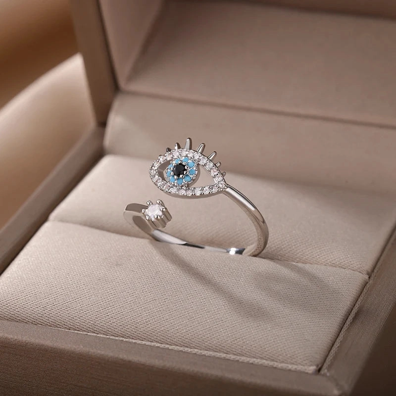 Trendy Evil Eye Ring for Women – Open Adjustable Turkish Design Jewelry™