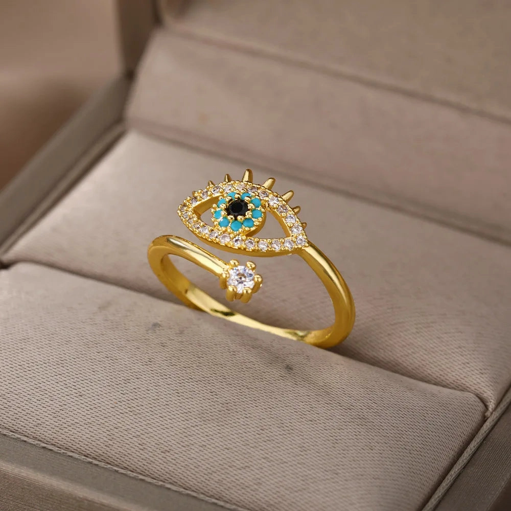 Trendy Evil Eye Ring for Women – Open Adjustable Turkish Design Jewelry™