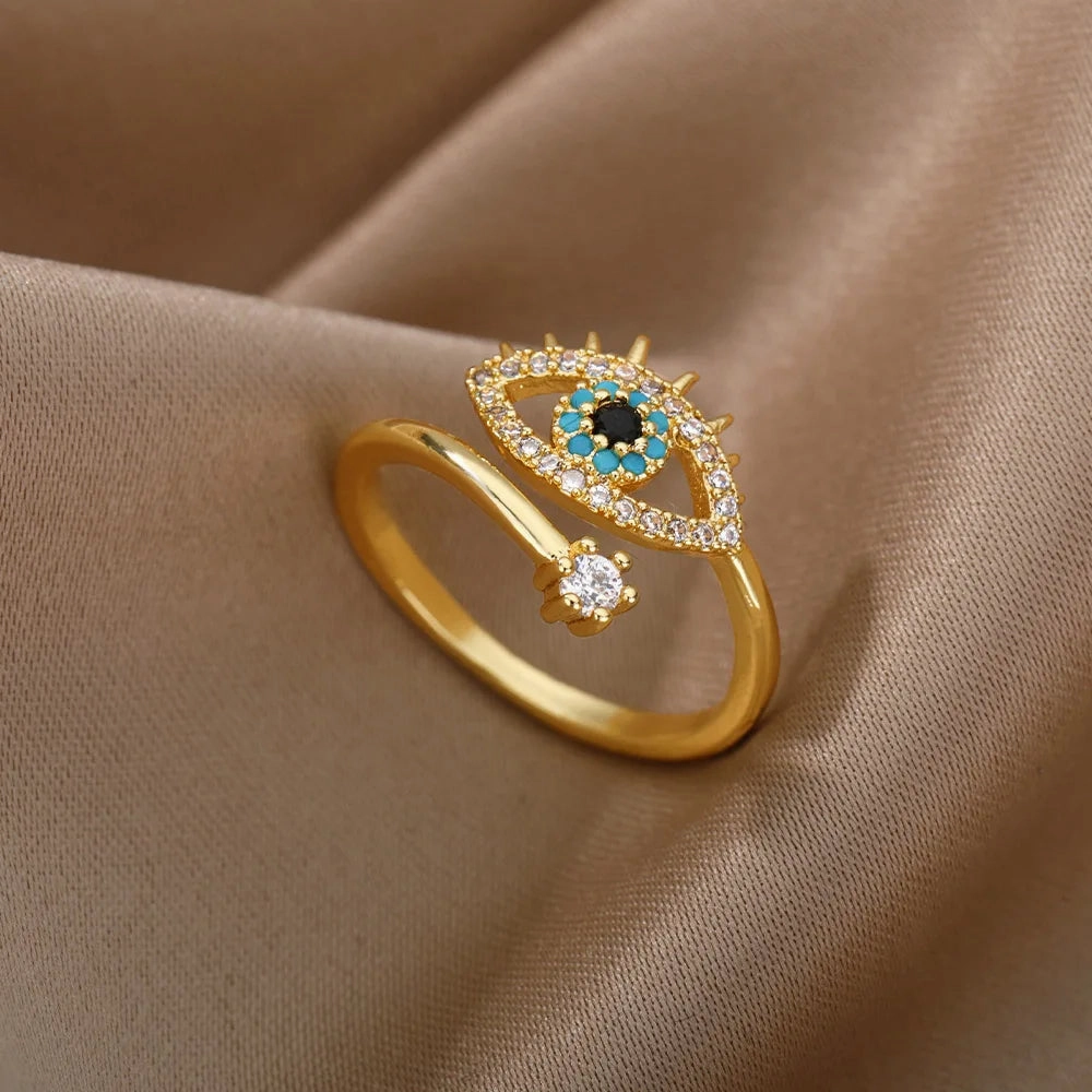 Trendy Evil Eye Ring for Women – Open Adjustable Turkish Design Jewelry™