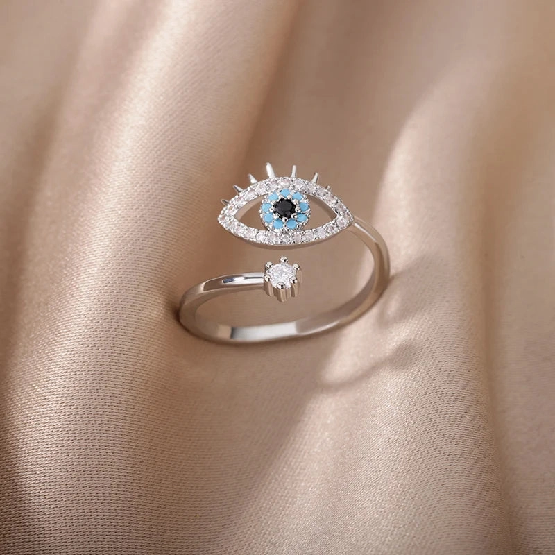 Trendy Evil Eye Ring for Women – Open Adjustable Turkish Design Jewelry™
