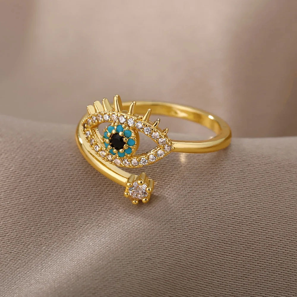 Trendy Evil Eye Ring for Women – Open Adjustable Turkish Design Jewelry™