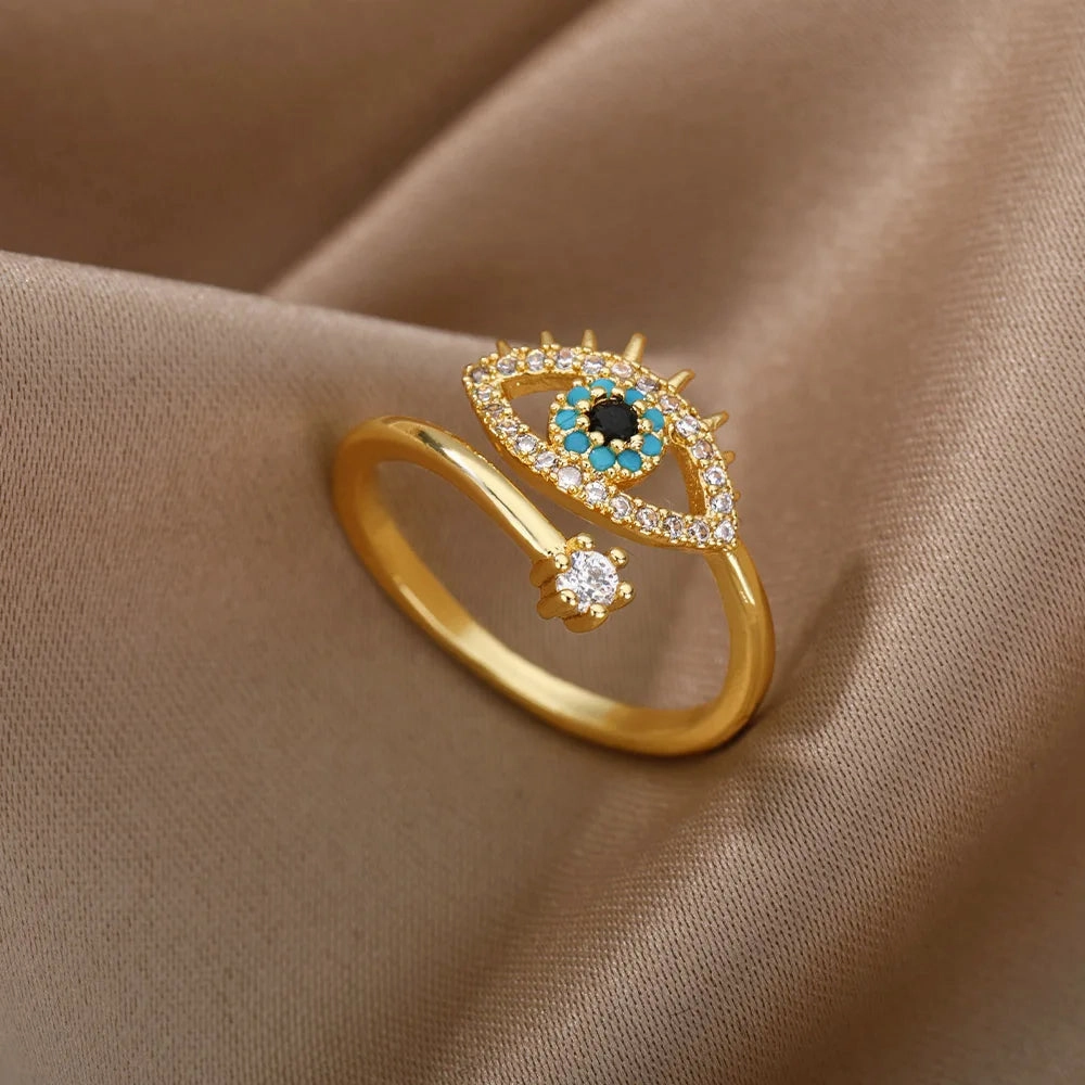 Trendy Evil Eye Ring for Women – Open Adjustable Turkish Design Jewelry™