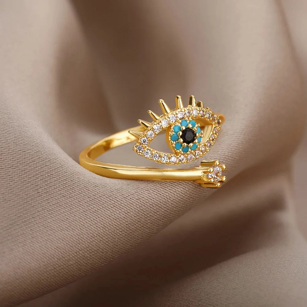 Trendy Evil Eye Ring for Women – Open Adjustable Turkish Design Jewelry™