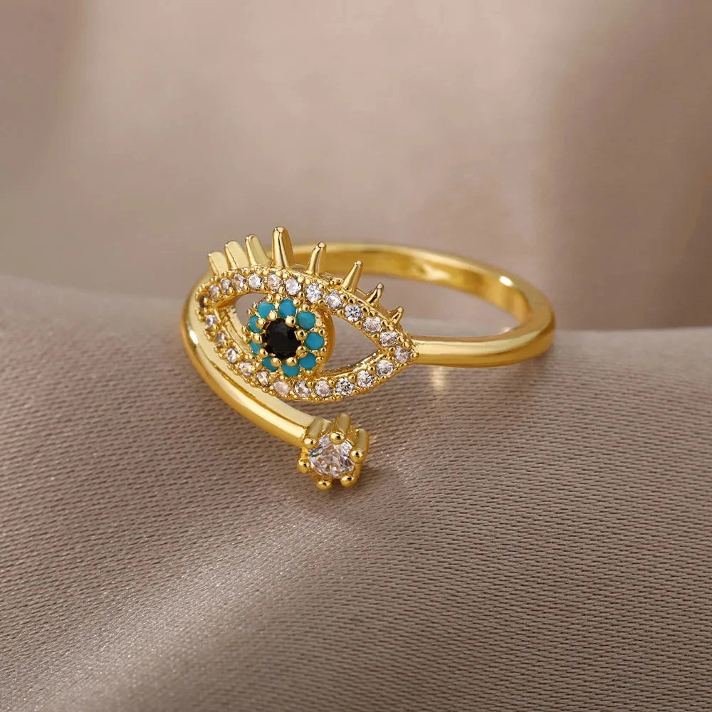 Trendy Evil Eye Ring for Women – Open Adjustable Turkish Design Jewelry™