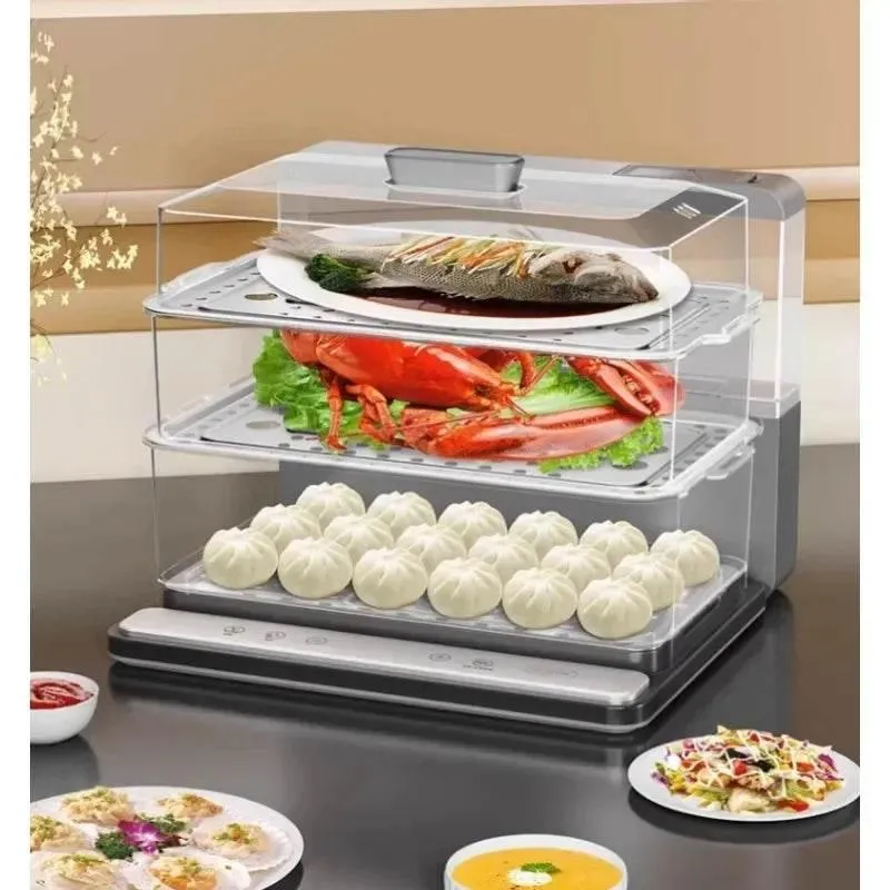 Triple Layer Electric Food Steamer - Multi-Cook Kitchen Appliance