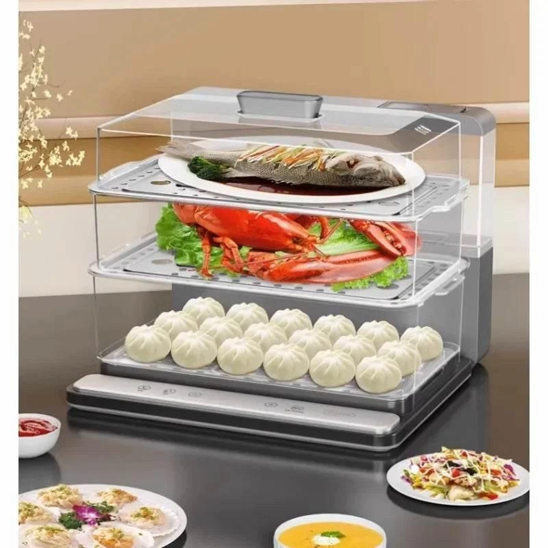 Triple Layer Electric Food Steamer - Multi-Cook Kitchen Appliance
