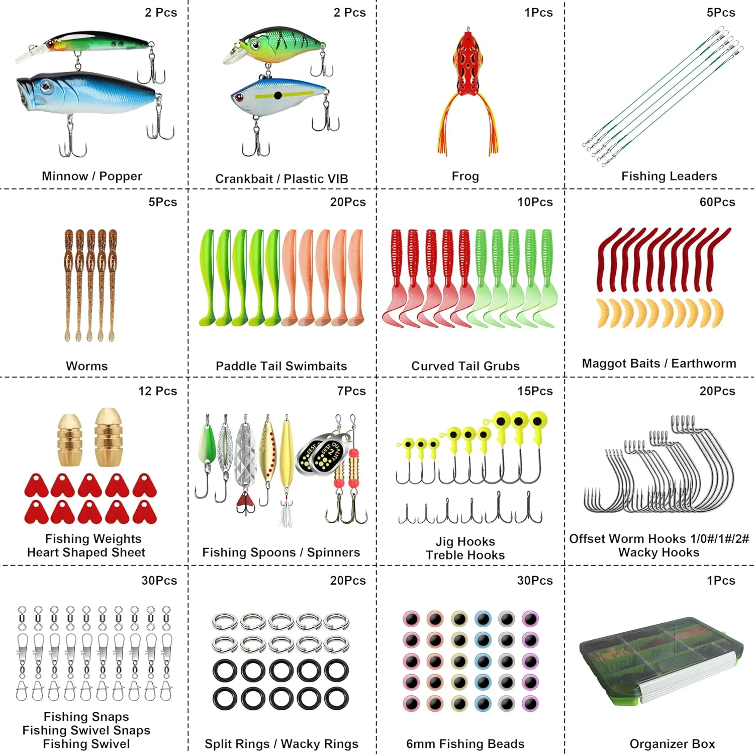 TRUSCEND Widely Used Fishing Lures & Tackle Kit Worth Ever Penny, Selected Fishing Kit for Starter Freshwater Saltwater, Economic/Giftable/Premium Fishing Gear Set Available, for Family