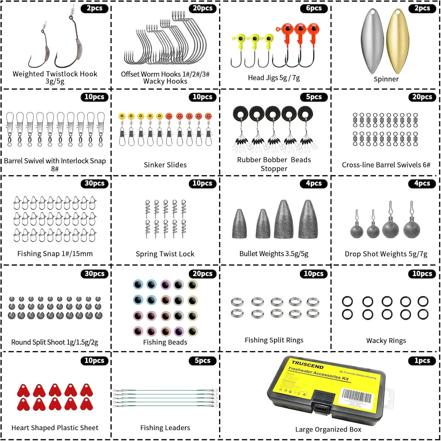 TRUSCEND Widely Used Fishing Lures & Tackle Kit Worth Ever Penny, Selected Fishing Kit for Starter Freshwater Saltwater, Economic/Giftable/Premium Fishing Gear Set Available, for Family