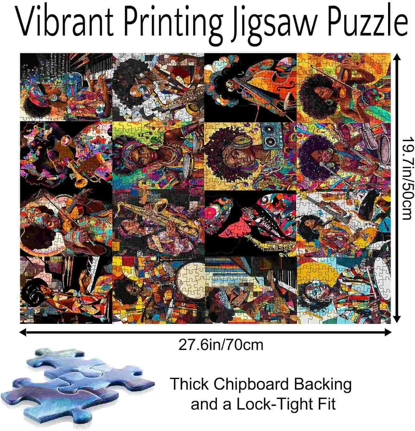 Tucocoo African Women Black Girl 1000 Piece Jigsaw Puzzle for Adults Playing Musical Art Puzzles, Africa Female DIY Crafts Puzzle Challenging Family Games, Educational Toys for Teens Gifts Wall Decor