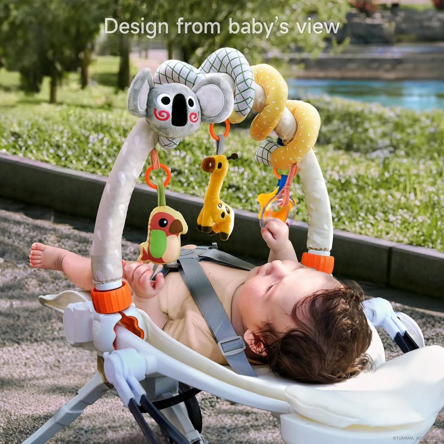 TUMAMA 2 in 1 Spiral Car Seat Toys Arch Stroller Toy Baby Hanging Toys with Clip Adjustable Detachable Sensory Travel Crib Bouncer Bassinet Activity Toys for Babies 0 3 6 9 12 24 Months