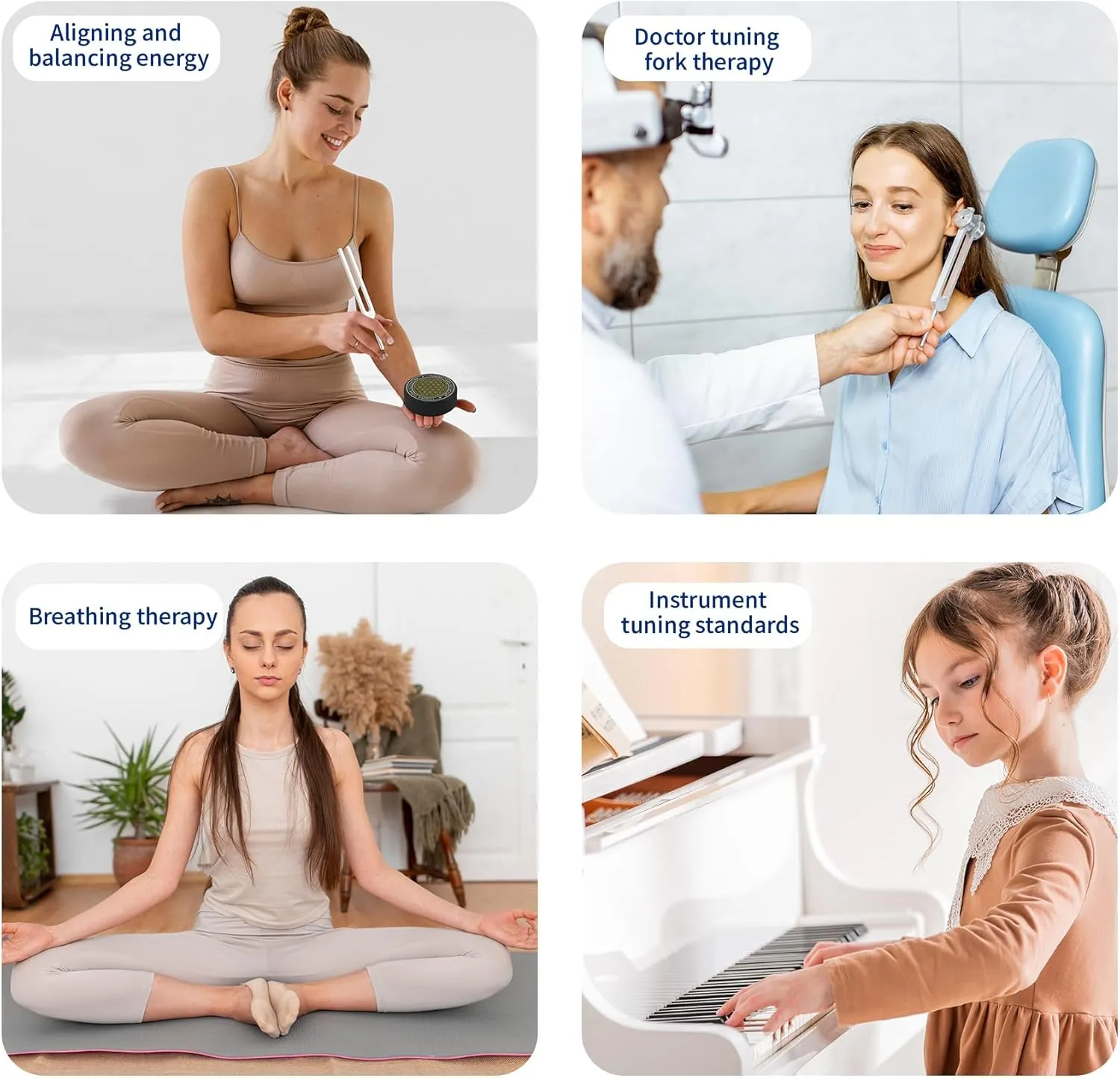Tuning Forks for Healing Set – Includes 128Hz, 136Hz, 256Hz, 384Hz & Activator, Portable in Red Leather Pouch – Medical Grade Sound Healing Instruments for Chakra, Yoga, and Meditation