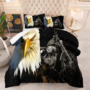 Twin Comforter Set - 3D Black Eagle Twin Bedding Comforter Set 3 Pieces for All Seasons, 1 Comforter (68"x88") and 2 Pillow Shams (20"x26")