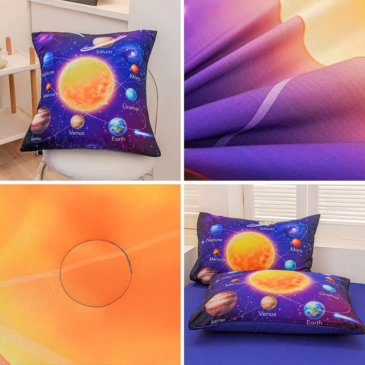 Twin Size Comforter Sets for Boys, Space Bedding Set Twin Bed in a Bag, 6 Pcs Universe Planet Galaxy Comforter Set with Sheets