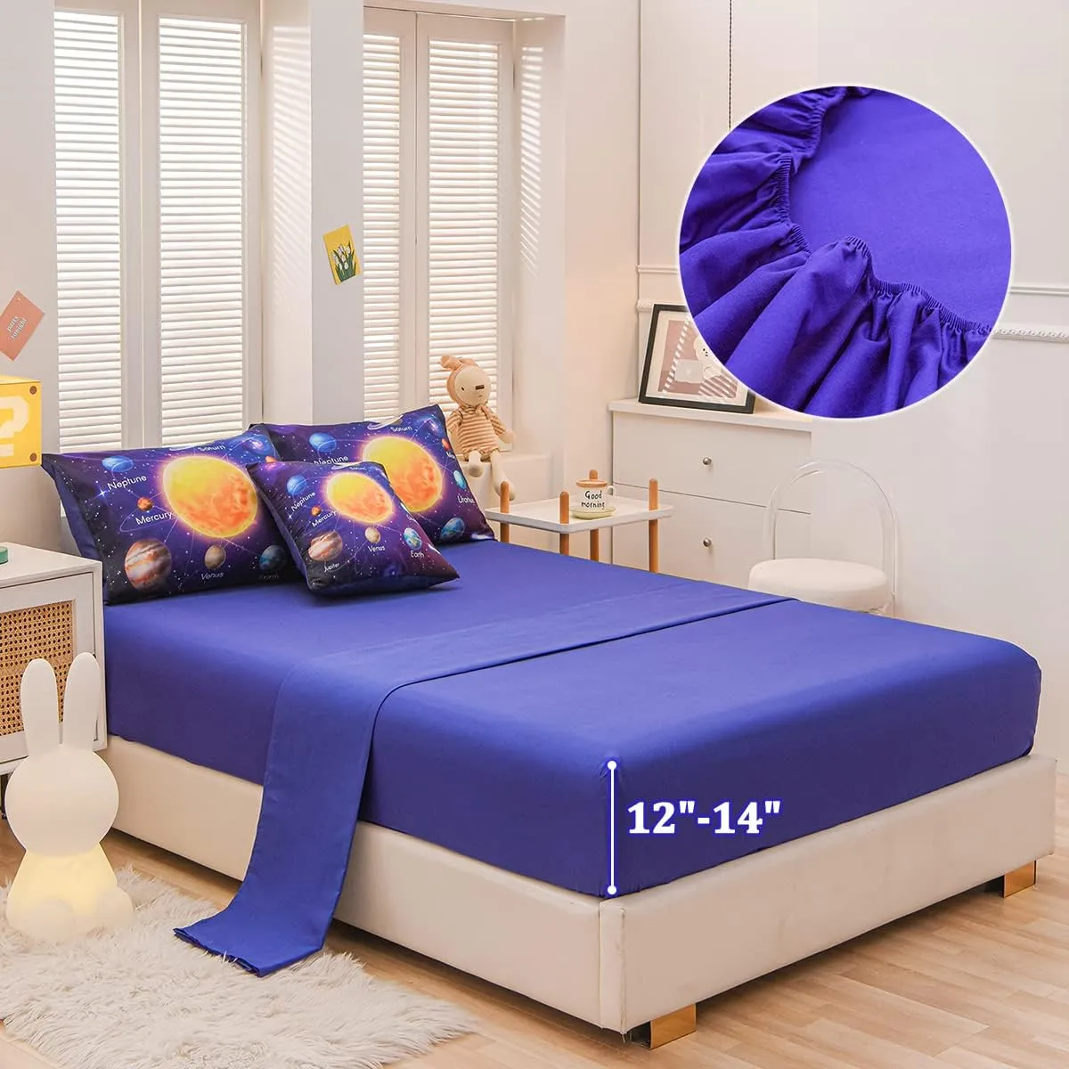 Twin Size Comforter Sets for Boys, Space Bedding Set Twin Bed in a Bag, 6 Pcs Universe Planet Galaxy Comforter Set with Sheets