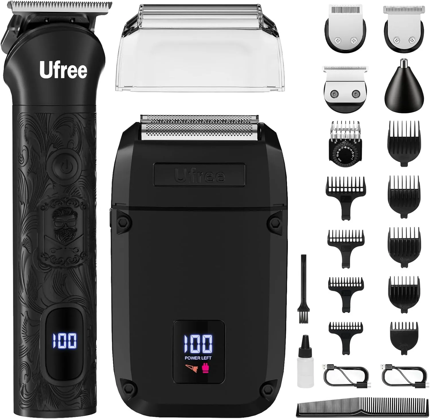 Ufree Beard Trimmer for Men, Foil Shaver Electric Razor, Shavers for Body Face Nose Ear, Cordless Hair Trimmer, Professional Hair Clippers, Mustache Grooming Kit Birthday Gifts for Men