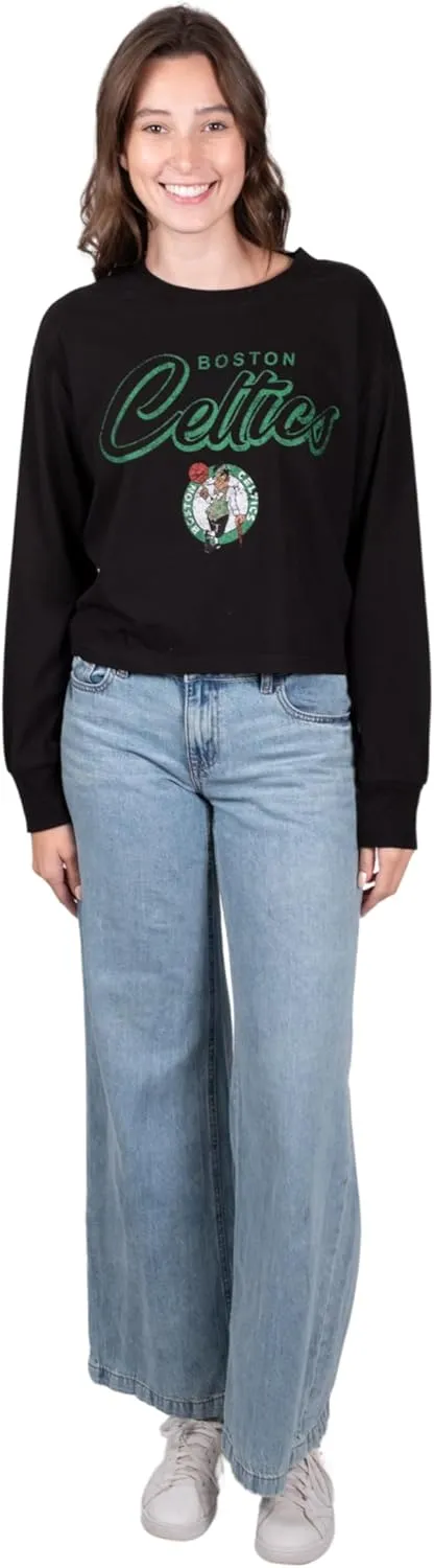 Ultra Game Women's NBA Super Soft Crop Top Pullover Sweatshirt