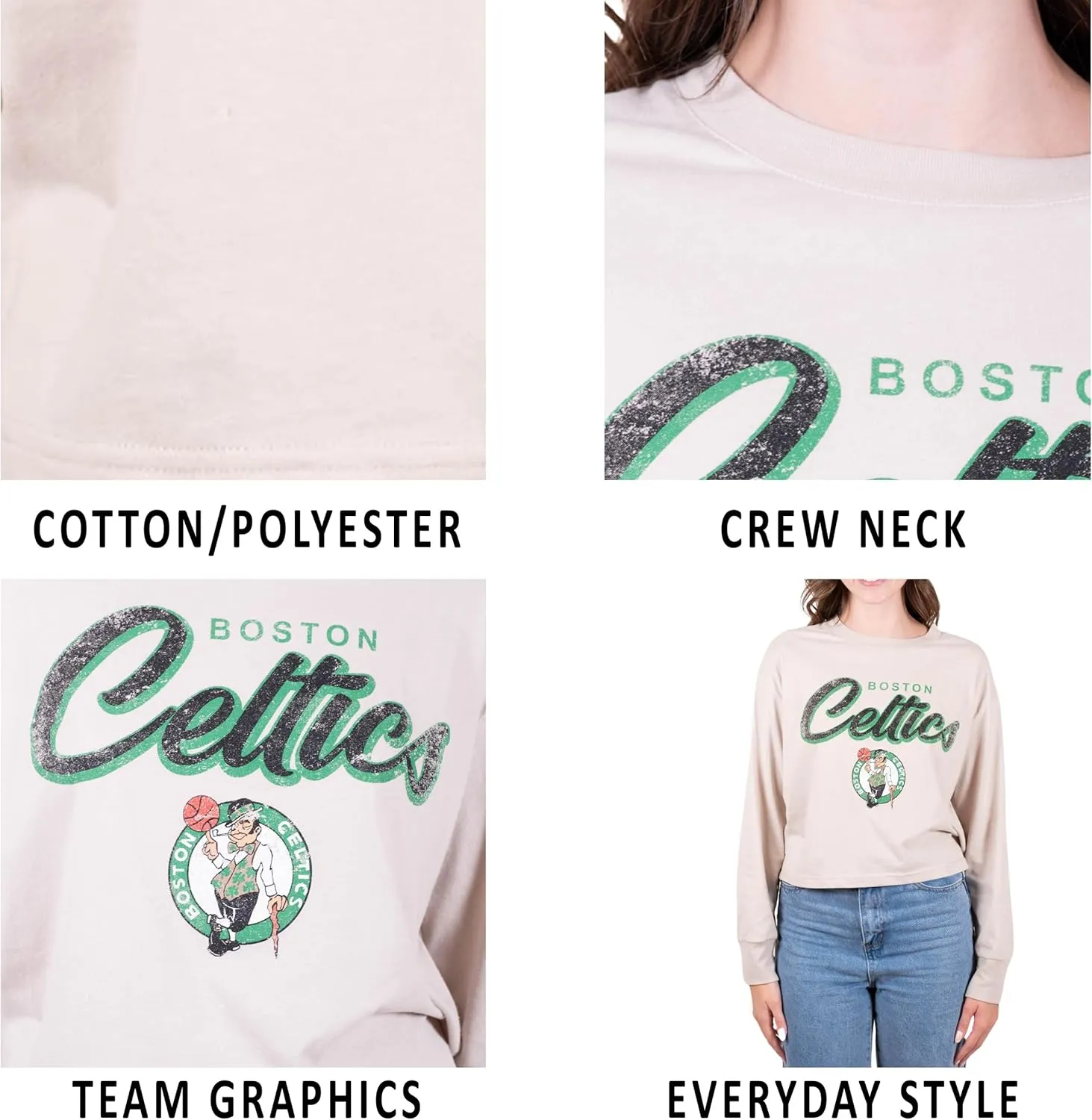 Ultra Game Women's NBA Super Soft Crop Top Pullover Sweatshirt