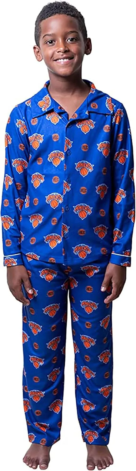 Ultra Game Youth NBA Official 2-Piece Super Soft Button Down Pajamas Set