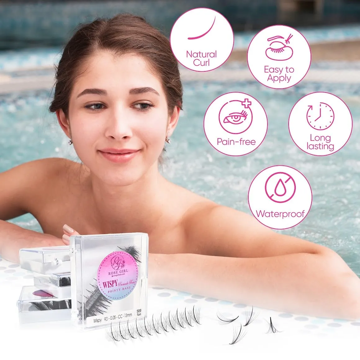 Ultra Wispy Lashes Volume Fan-Individual Lashes Fake Eyelashes Extension-Lashes Natural Look-Handmade Kit-5D/7D/9D–C CC D Curl Thickness 0.05~0.07mm-9~16mm Length(9D-0.05-C-13mm)