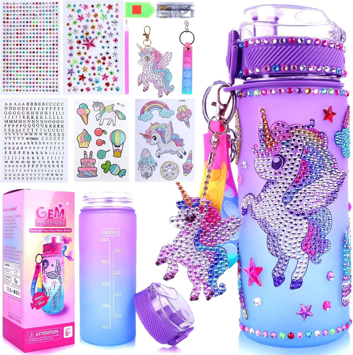 Unicorn Diamond Art Kits for Girls - Decorate Your Own Water Bottle Kits for Kids Ages 5-12 Girls - Painting Arts Crafts Toys for 6 7 8 9 10 Year Old Girl Birthday Gifts Graduation Gifts