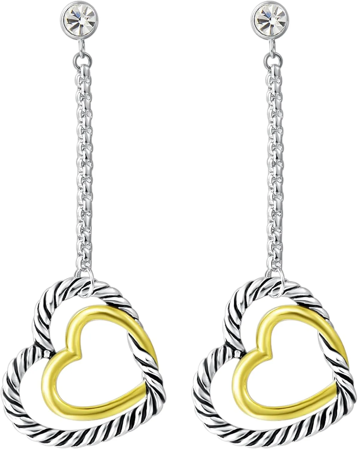 UNY Dangle Earring Designer Brand Inspired Jewelry Multi Hoops Twisted Cable Wire 2 Tone Christmas Gift