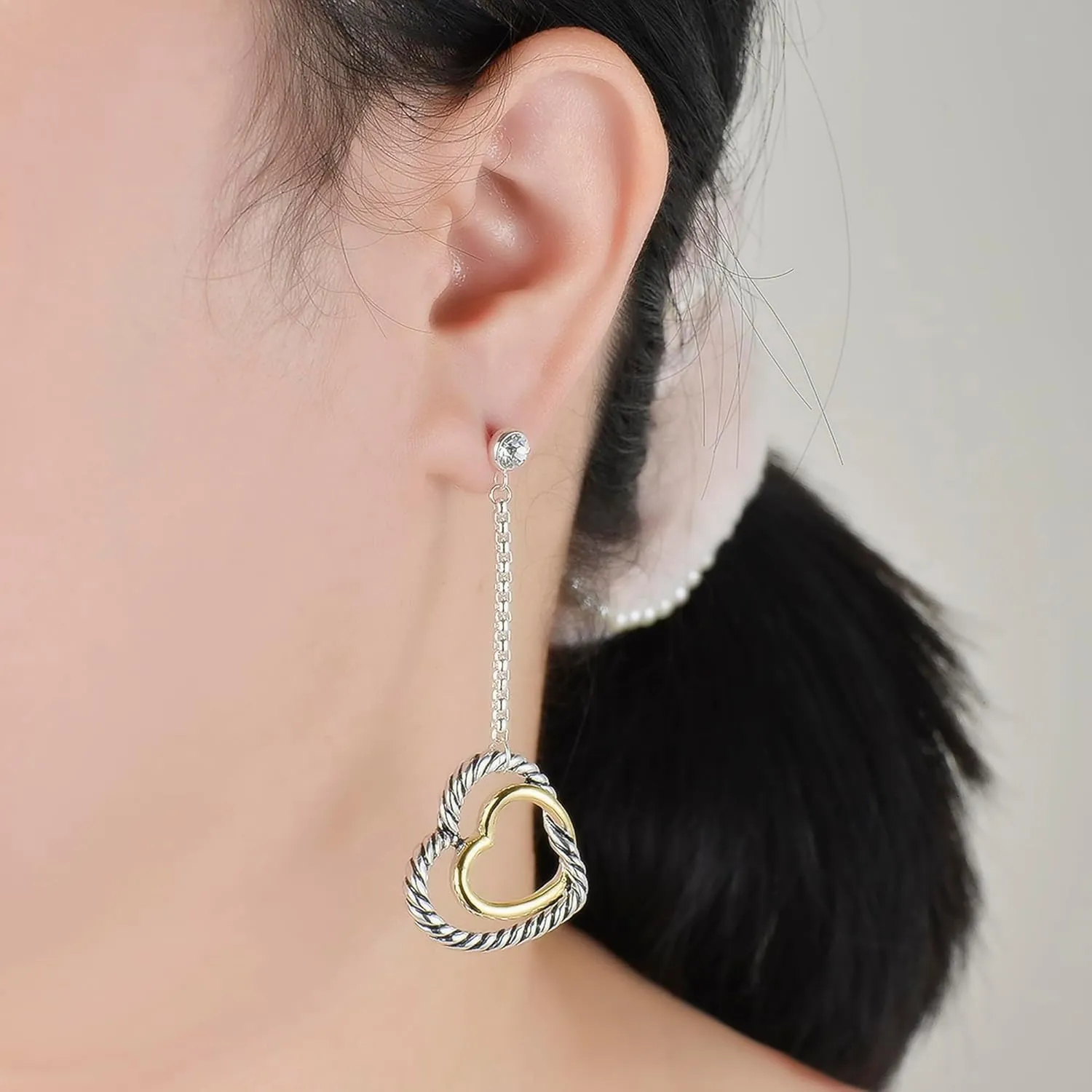 UNY Dangle Earring Designer Brand Inspired Jewelry Multi Hoops Twisted Cable Wire 2 Tone Christmas Gift