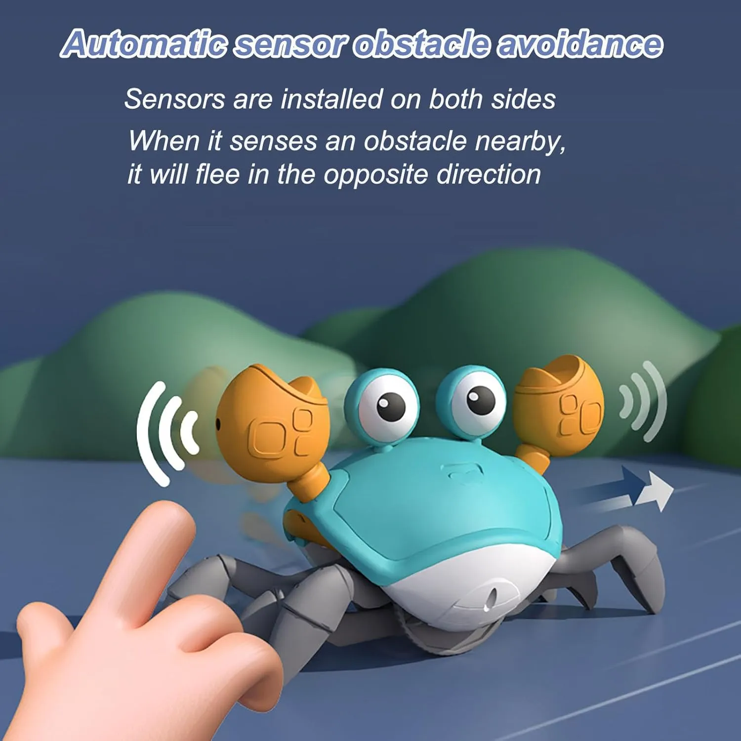 Upgraded Crawling Crab Baby Toy - Electric Sensing Toy - Fun Interactive Dancing Walking Moving Toy, Babies Sensory Induction Crabs with Music & Lights for 3  Years (Orange)