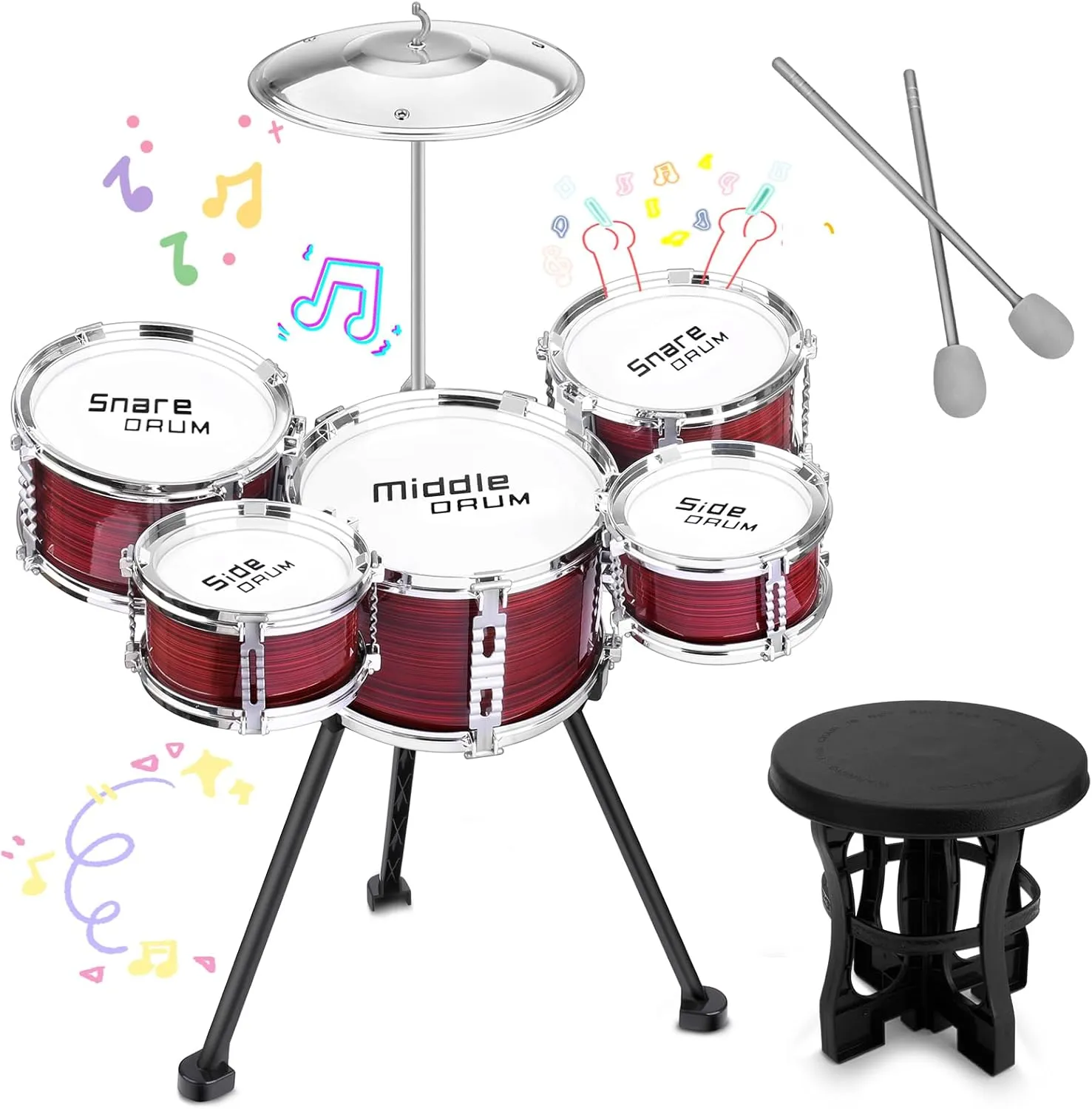 Upgraded Kids Drum Set, 5 Piece Toy Drum Set for Toddlers1-3 3-5 Band Rock Jazz Drum Musical Instrument Toys for Boys Girls Christmas Birthday Gifts