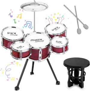 Upgraded Kids Drum Set, 5 Piece Toy Drum Set for Toddlers1-3 3-5 Band Rock Jazz Drum Musical Instrument Toys for Boys Girls Christmas Birthday Gifts