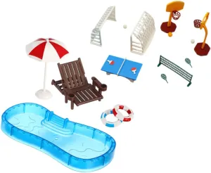 UPKOCH Mini Dollhouse Poolside Furniture Set Pool Swim Ring Beach Chair for Model Building Fairy Garden Accessory Kit