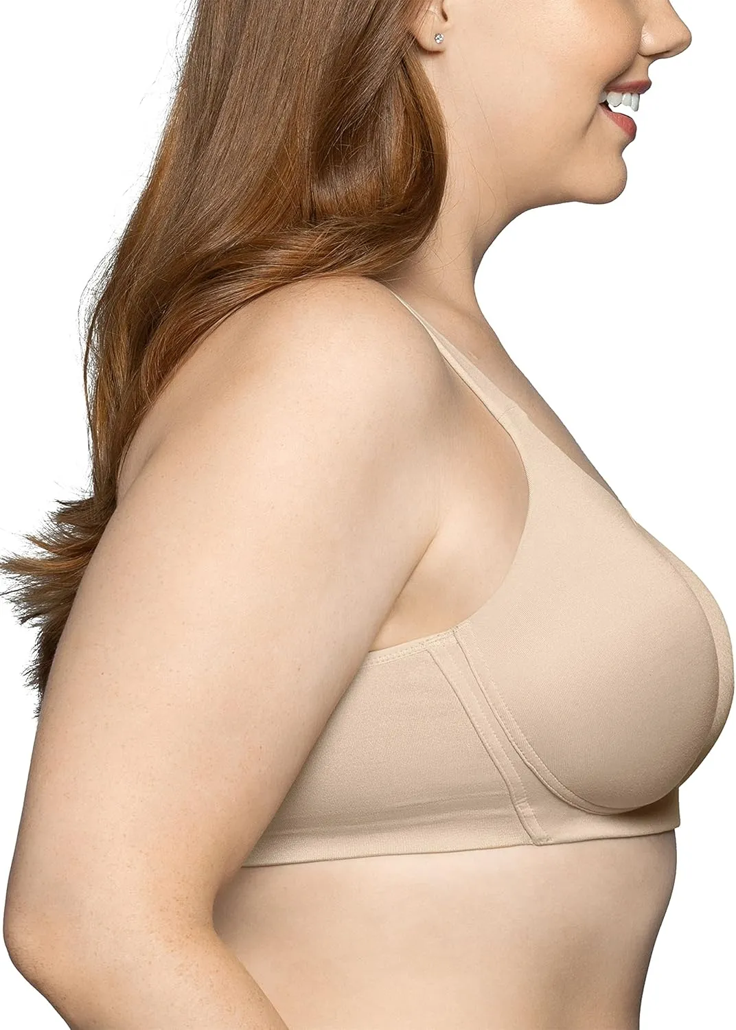 Vanity Fair Women’s Beyond Comfort Full Figure Wireless Bra, Seamless Back, Lightly Lined Cups up to DD